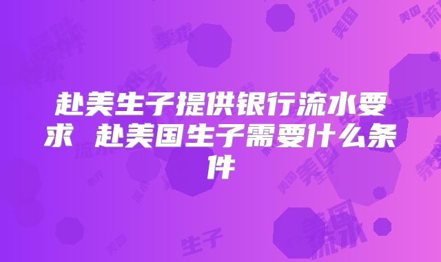 赴美生子提供银行流水要求 赴美国生子需要什么条件