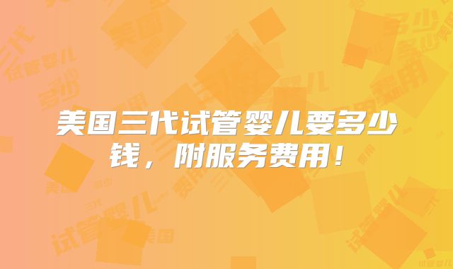 美国三代试管婴儿要多少钱,附服务费用!