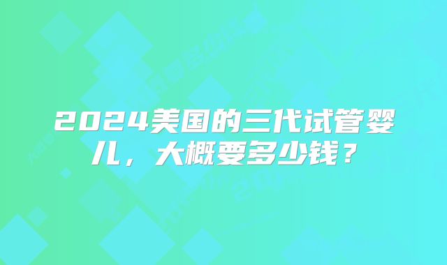 2024美国的三代试管婴儿，大概要多少钱？