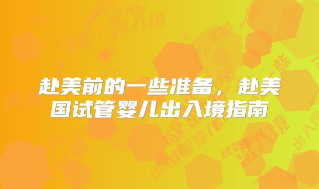 赴美前的一些准备,赴美国试管婴儿出入境指南