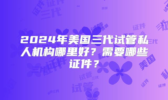 2024年美国三代试管私人机构哪里好？需要哪些证件？