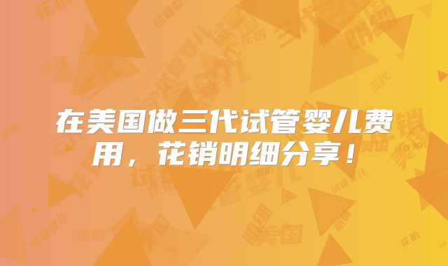 在美国做三代试管婴儿费用，花销明细分享！