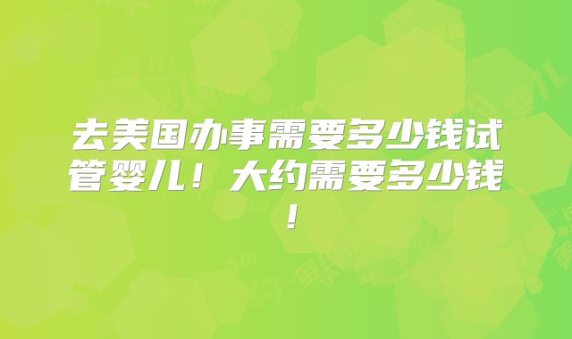 去美国办事需要多少钱试管婴儿！大约需要多少钱！
