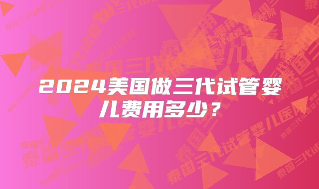 2024美国做三代试管婴儿费用多少？