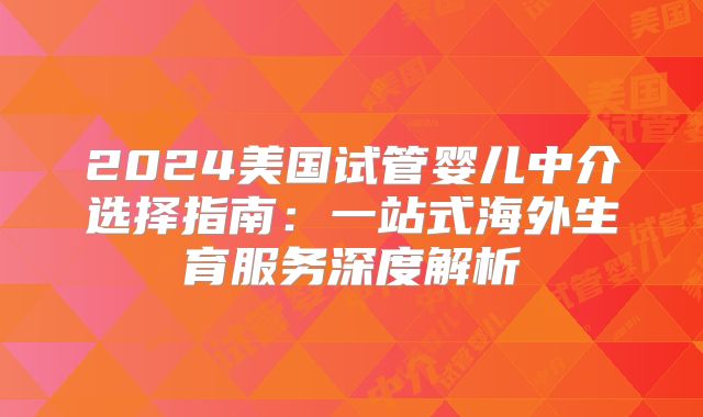 2024美国试管婴儿中介选择指南：一站式海外生育服务深度解析