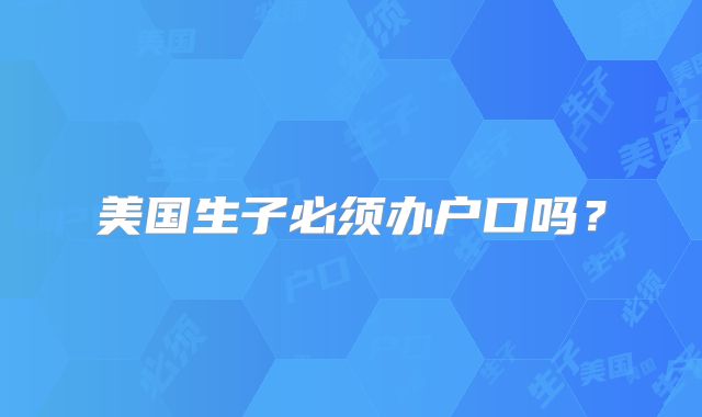 美国生子必须办户口吗？