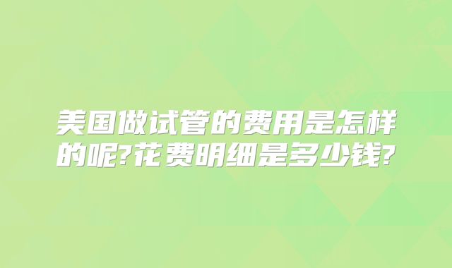 美国做试管的费用是怎样的呢?花费明细是多少钱?
