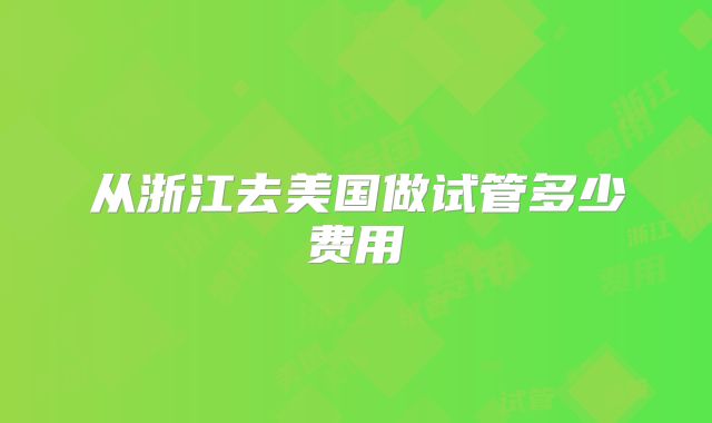 从浙江去美国做试管多少费用