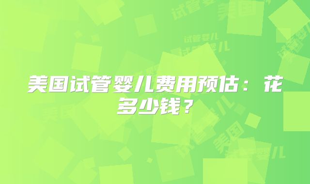 美国试管婴儿费用预估：花多少钱？