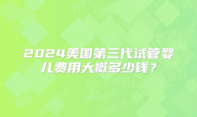 2024美国第三代试管婴儿费用大概多少钱？