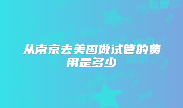 从南京去美国做试管的费用是多少
