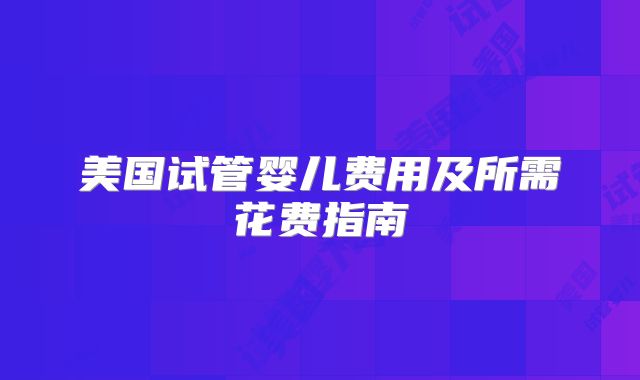 美国试管婴儿费用及所需花费指南