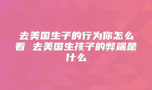 去美国生子的行为你怎么看 去美国生孩子的弊端是什么