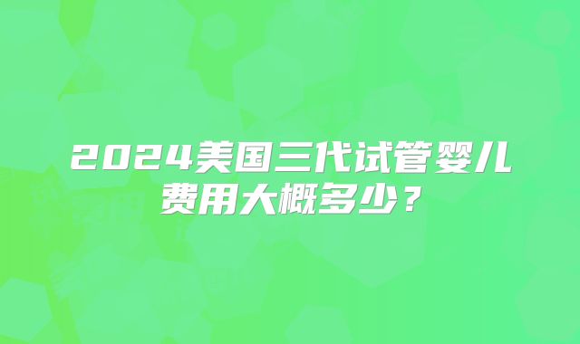2024美国三代试管婴儿费用大概多少？