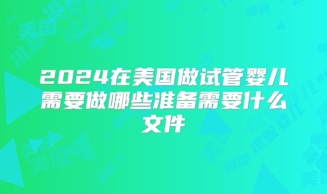 2024在美国做试管婴儿需要做哪些准备需要什么文件