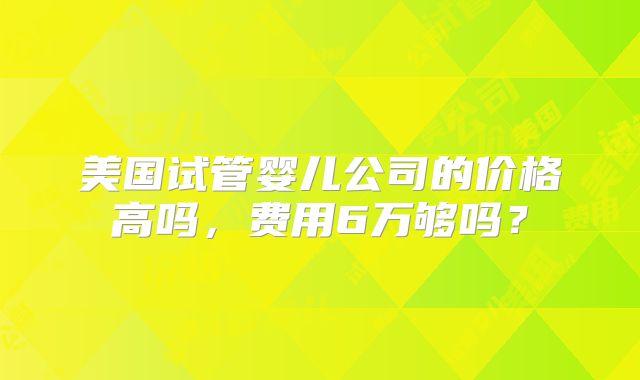美国试管婴儿公司的价格高吗，费用6万够吗？
