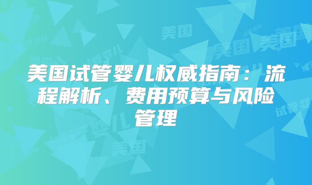 美国试管婴儿权威指南：流程解析、费用预算与风险管理