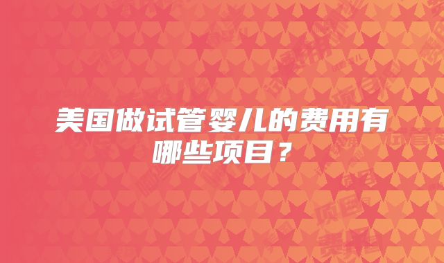 美国做试管婴儿的费用有哪些项目？
