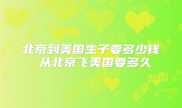 北京到美国生子要多少钱 从北京飞美国要多久