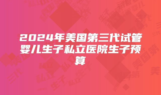 2024年美国第三代试管婴儿生子私立医院生子预算