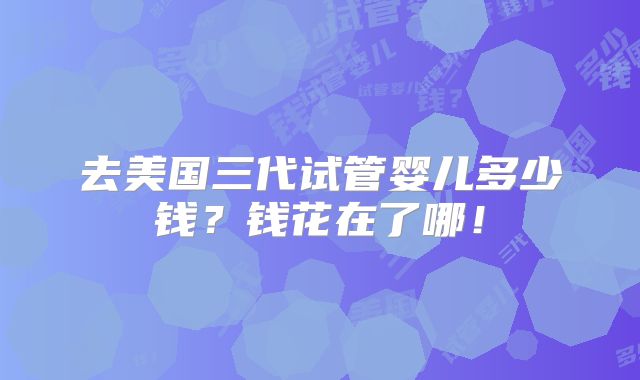 去美国三代试管婴儿多少钱？钱花在了哪！