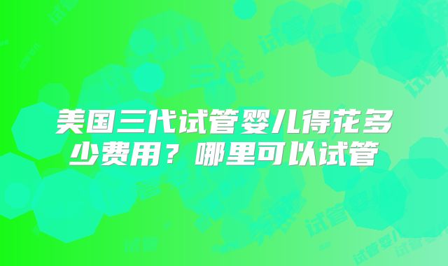 美国三代试管婴儿得花多少费用？哪里可以试管