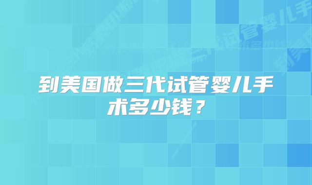 到美国做三代试管婴儿手术多少钱？