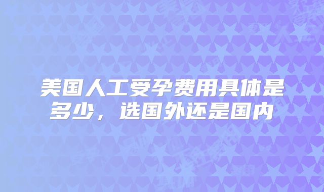 美国人工受孕费用具体是多少，选国外还是国内