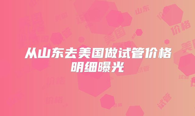从山东去美国做试管价格明细曝光