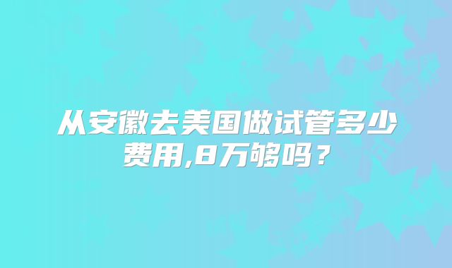 从安徽去美国做试管多少费用,8万够吗？