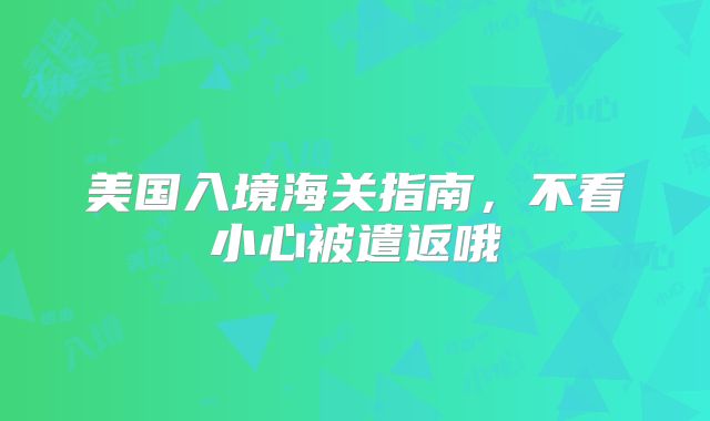美国入境海关指南,不看小心被遣返哦