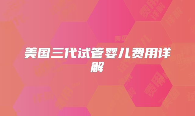 美国三代试管婴儿费用详解