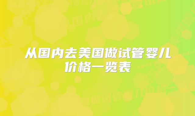 从国内去美国做试管婴儿价格一览表