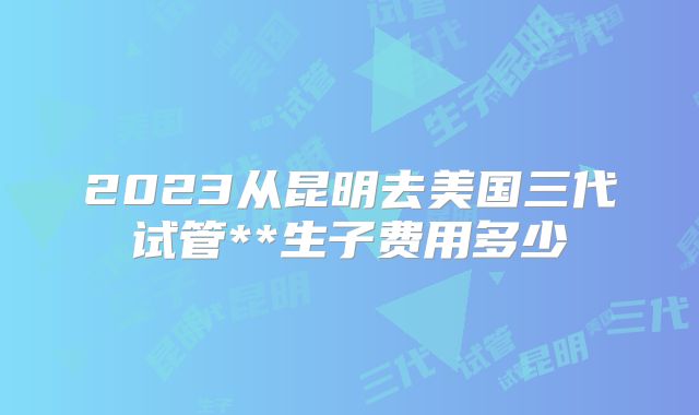 2023从昆明去美国三代试管**生子费用多少