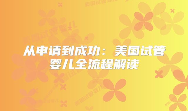 从申请到成功：美国试管婴儿全流程解读