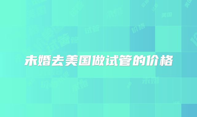 未婚去美国做试管的价格