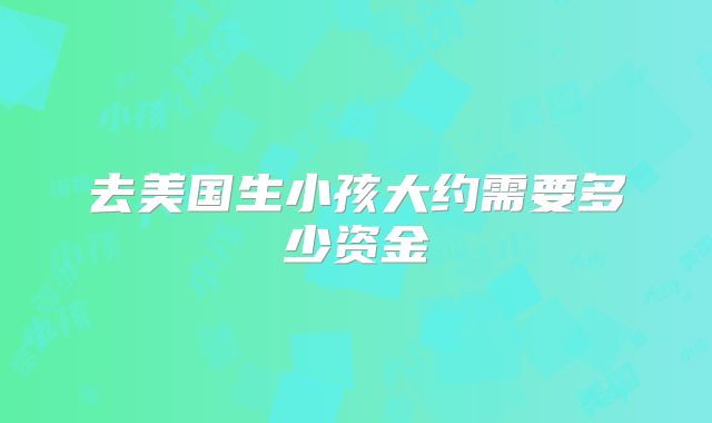 去美国生小孩大约需要多少资金