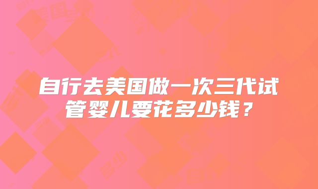 自行去美国做一次三代试管婴儿要花多少钱？