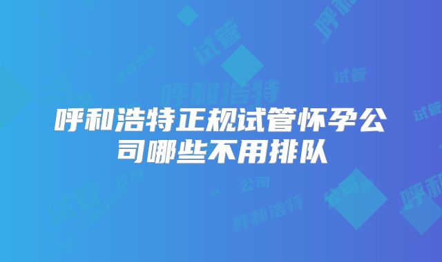 呼和浩特正规试管怀孕公司哪些不用排队