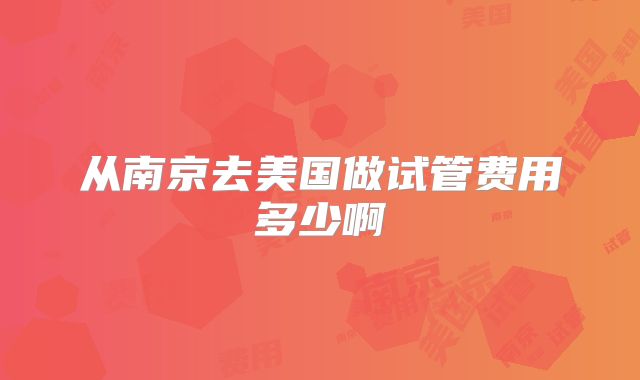 从南京去美国做试管费用多少啊