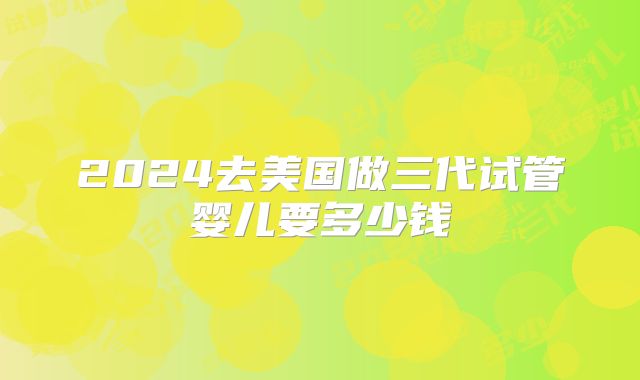 2024去美国做三代试管婴儿要多少钱