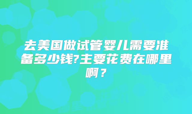 去美国做试管婴儿需要准备多少钱?主要花费在哪里啊？