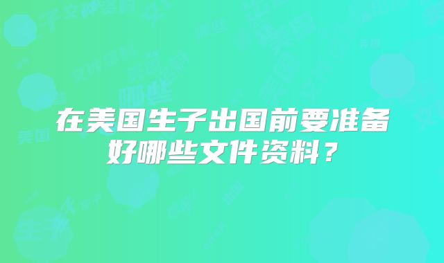 在美国生子出国前要准备好哪些文件资料?