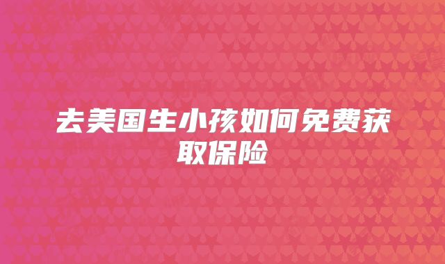 去美国生小孩如何免费获取保险