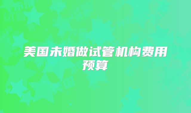 美国未婚做试管机构费用预算