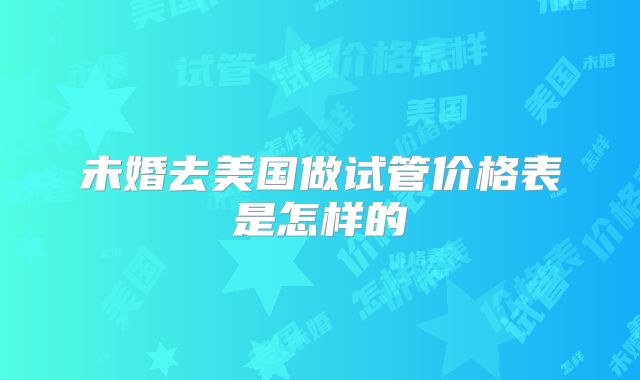 未婚去美国做试管价格表是怎样的