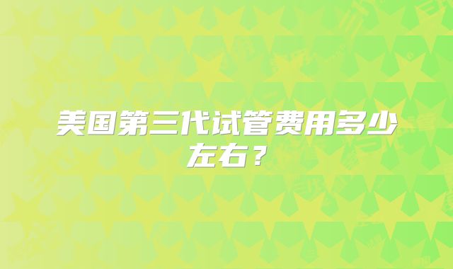 美国第三代试管费用多少左右？