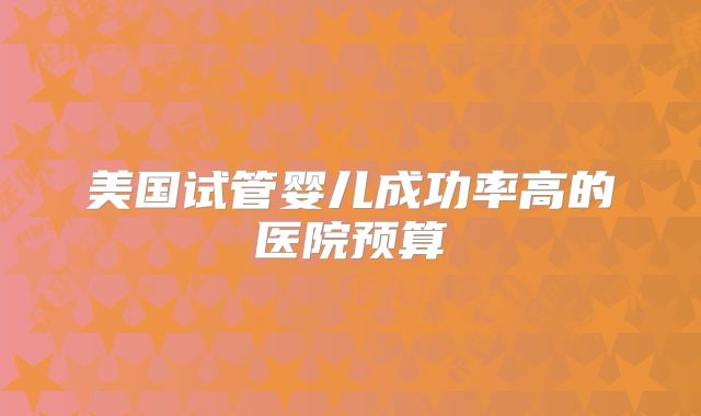 美国试管婴儿成功率高的医院预算
