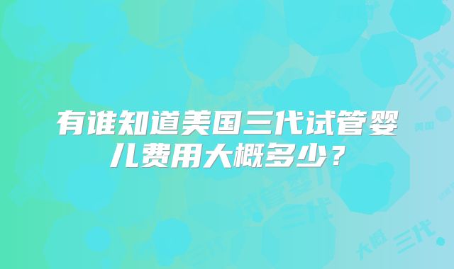 有谁知道美国三代试管婴儿费用大概多少？