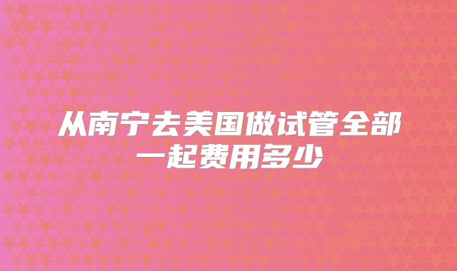 从南宁去美国做试管全部一起费用多少